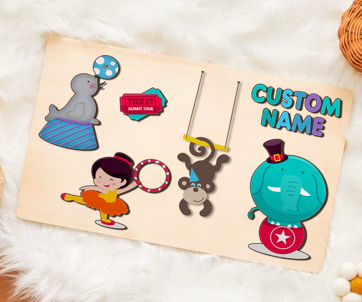 Personalized Circus Busy Board, Custom Busy Board For Toddlers,Kids, Wooden Toys, Baby Gifts, Birthday Giftfirefighter V1